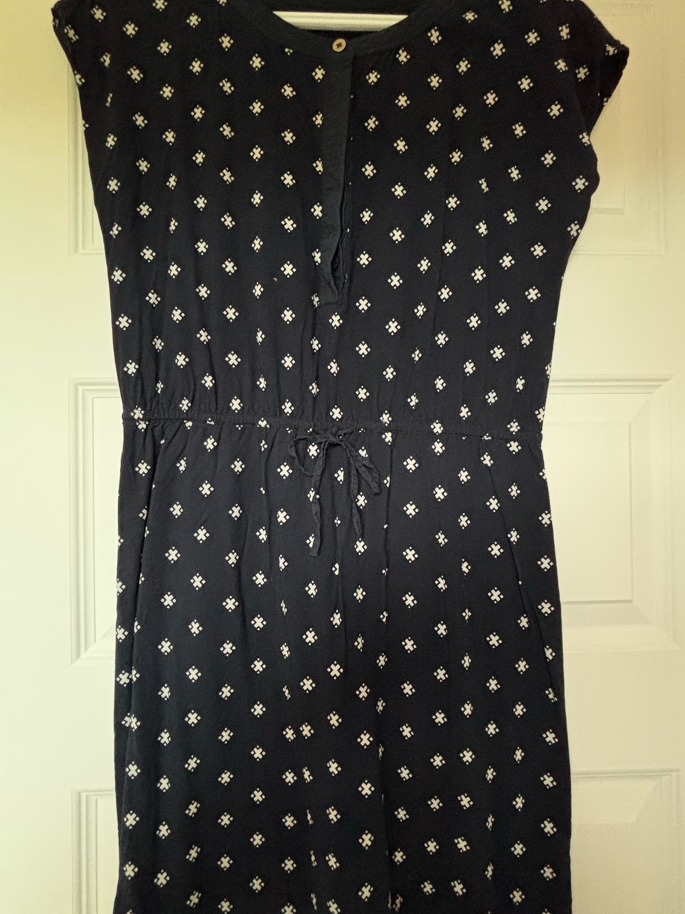 Tommy Hilfiger Navy Patterned Drawstring Waist Dress